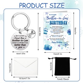HOWAF Brother in Law Birthday Card Gifts, Happy Birthday Card & Keyring Engraved for Brother in Law Gifts