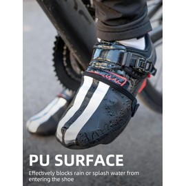 ROCKBROS Cycling Shoe Covers, Thermal Toe Cover for Winter, Water-Resistant Toe Warmers, Reflective Overshoes Protectors Black