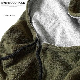EVERSOUL Balaclava Neck Warmer, Face Guard, Neck Guard, Snood, Scarf, Cold Protection, Windproof, Fleece, Reversible, Set of 2, black khaki