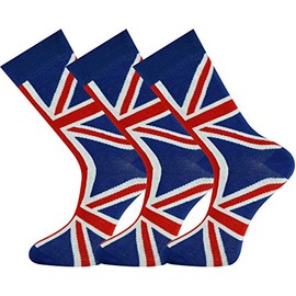 Mysocks Unisex Extra Fine Combed Cotton Socks | Seamless Toe | Colourful Designs | Make Your Steps Comfortable, 3 Pairs of British Flag