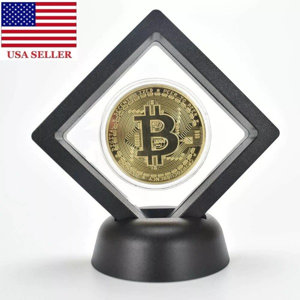 Bitcoin Gold Plated Crypto Coin With Stand Beautiful Display -