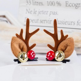 Christmas Hair Clips Brown Antlers Hairpins for Women Girls Reindeer Hair Accessories Cute Hair Barrettes Alligator Clips for Women New Year Decoration 2PCS (Brown antler)