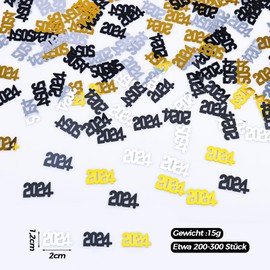 VIKY® New Year's Eve Decoration 2024 Confetti Gold Black, Confetti Party Decoration Birthday, Glitter Confetti New Year's Eve Table Decoration 2024, Confetti Party Decoration for New Year, Wedding,