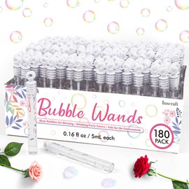 180 Pack Bubble Wands Bulk, Party Favors for Weddings, Valentine's Day, Anniversaries, Celebrations, Graduation, Birthday, Summer Toys Gift for Kids Toddler Adults by Inscraft