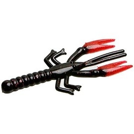 Zoom Bait Lil' Critter Craw Bait-Pack of 12 (Black Red/Red Claw, 3.12-Inch)