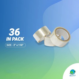 AMZ Supply 36 Pack 1.6 Mil - 2" x 110' Clear Hotmelt Adhesive - Sealing Tape. Packing Rolls for Packaging, Shipping Boxes. Household & Office Supply for Box Sealing, Splicing & Packaging Applications