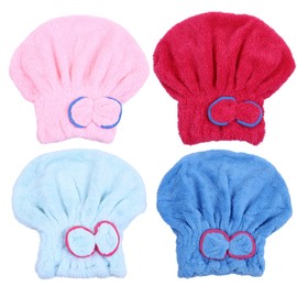 OSALADI 4pcs Bow Dry Hair Cap Microfiber Hair Drying Cap Fast Drying Hair Wrap Towels for Kids Turbans for Women Reusable Shower Cap Sleeping Hat Hair Dry Turban Fast Dry Hair Turban Spa