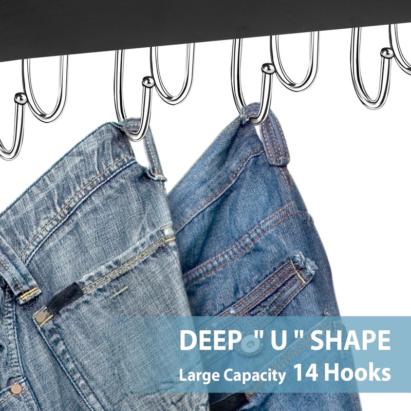Jean Organizer for Closet, Jeans Hanger, 14 Hooks Wood Hanger