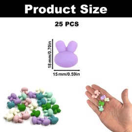 25PCS Rabbit Silicone Beads, Colorful 3D Bunny Focal Beads, Mini Silicone for Keychain Making, Creative Loose Beads Bulk for Pens DIY Handmade Crafts Necklace Bracelet Lanyard
