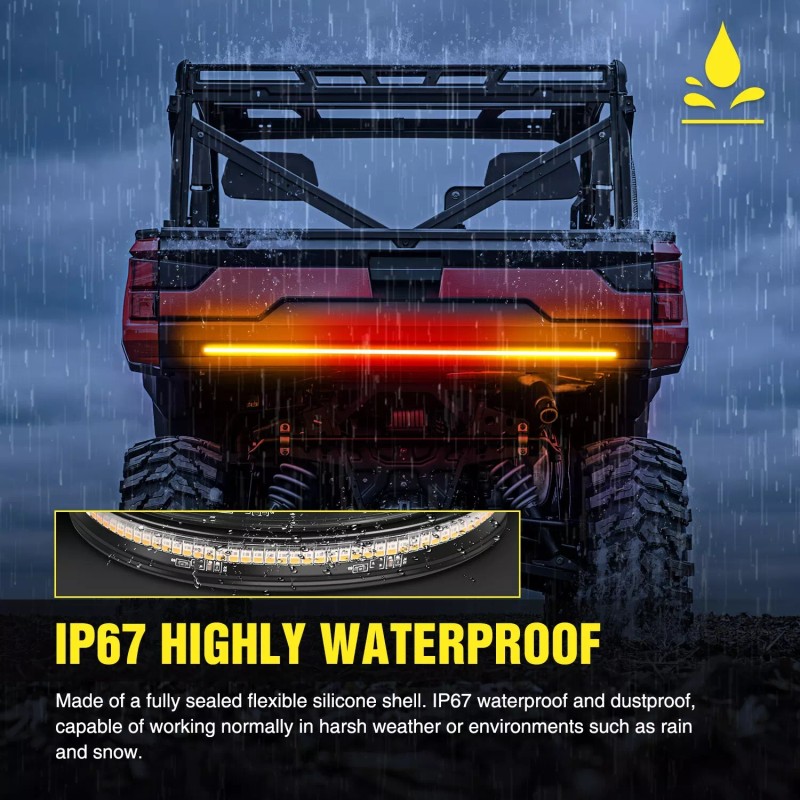 Nilight 30 Inch UTV Tailgate Light Strip 204 LED Red