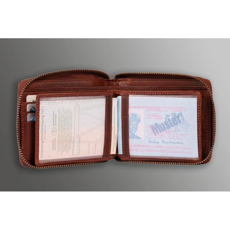 Matador Wallet 6404/A YKK Zip Landscape Format, brown, Vintage