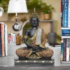 Global Grabbers Sitting Buddha Idol Statue Showpiece Orange and Black