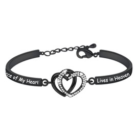 FAADBUK Memorial Jewelry Loss Gift A Piece of My Heart Lives In Heaven Bracelet In Memory of Loved Son Daughter Sympathy Gift, L, Stainless Steel, stainless steel