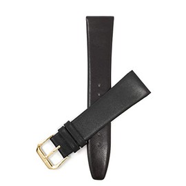 Extra Long (XL) 22mm Mens Italian Leather Watch Band Strap - Brown with Stitching - Classic - Slim - Gold Buckle
