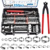 350Pcs 5.3-51mm Single Ear Hose Clamps with Worm Gear Hose