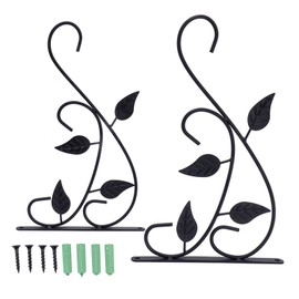 2pcs Hanging Plant Bracket Heavy Duty Rust Resistant Durable Iron Art Outdoor Planter Hanger Hooks Black