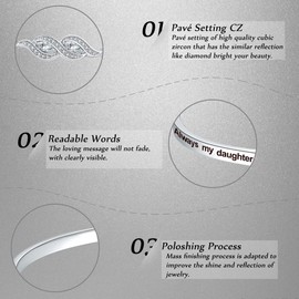 Aihitero Christmas Day Daughter Gift, ‘Always My Daughter Forever My Friend’ Infinity Love Bangle Bracelet, Women White Gold Jewelry, Birthday Anniversary Xmas Presents from Father Dad Mom Mother