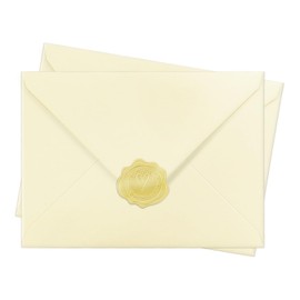 50 PCS Cream A7 Envelopes with Stickers, 5x7 Envelopes for Greeting Cards, Great for Invitations, Wedding Invitation, Birthday, Baby Shower, Graduation