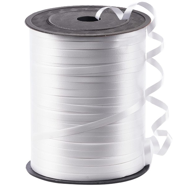 PartyWoo White Ribbon, 500 Yard Curling Ribbon for Crafts, White