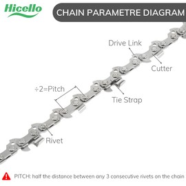 Hicello Chainsaw Chain for 14-Inch Bar, 3/8" LP Pitch, .050" Gauge, 50 Drive Links, compatible with Sti-hl, compatible with Homelite, compatible with Husq-varna and more