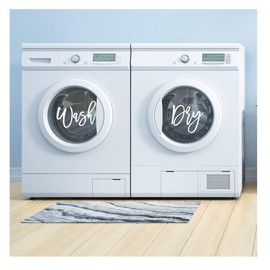 Wash Dry Stickers for Washer and Dryer, Wash and Dry Vinyl Decal for Front Loading Washing Machine and Dryer, Laundry Room Decor, Several Sizes & Over 30 Colors