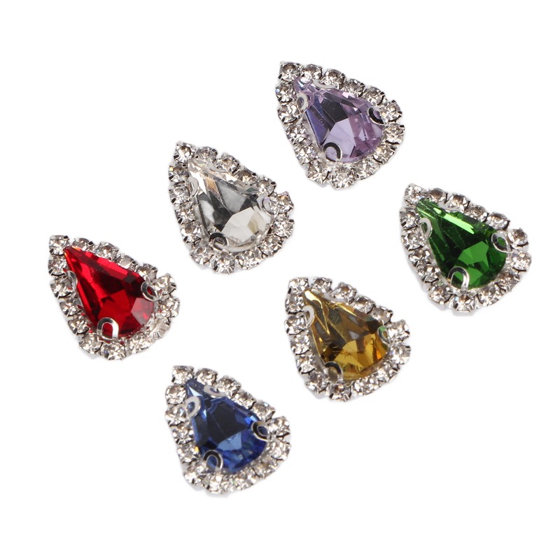 30pcs Sew On Rhinestones 6 Colors DIY Handcraft Glass Rhinestone