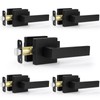 Estmoon 5 Pack Passage Door Handles Matte Black Door Knobs,