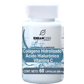 COLÁGENO HIDROLIZADO, ÁCIDO HIALURÓNICO Y VITAMINA C PARA MÁXIMA ABSORCIÓN | 60 CÁPSULAS | INGREDIENTES NATURALES