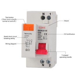 CZKE 1P+N 230V MCB Residual Current Circuit Breaker with Over and Short Current Leakage Protection RCBO(20A)