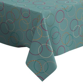 Xtremepads Minimal Fun Hula Hoop Pattern Pattern - Square Linen Tablecloth, 52" x 52" inches Washable Decorative Table Cloth