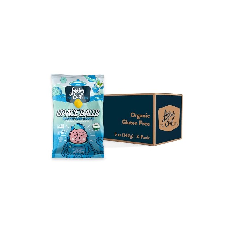 LesserEvil Ranch Rocket Ship Space Balls, Premium Quality, Minimally Processed,