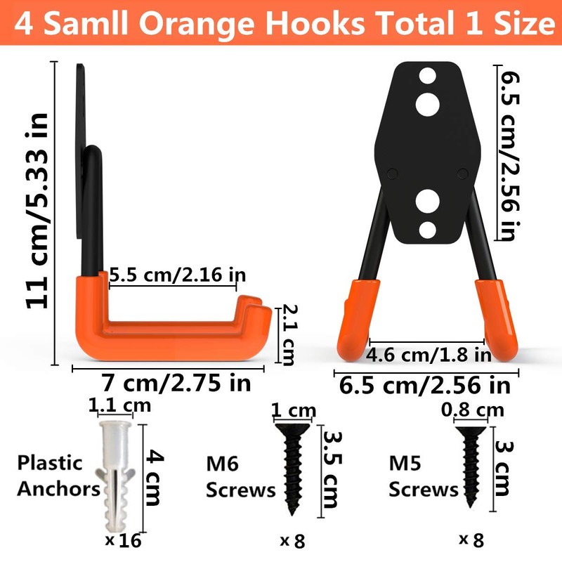 PiPaFox Garage Storage Double Hooks, Metal Wall Hooks Garage Storage