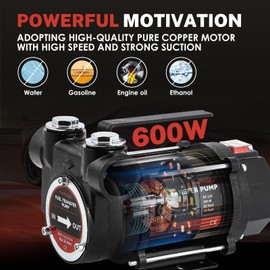 Poafamx 16 GMP Diesel Transfer Pump, 12V DC Fuel Transfer Pump Kit with Nozzle Hoses, Self Priming Electric Oil Transfer Pump with High Flow Rate Auto Motor for Diesel Oil