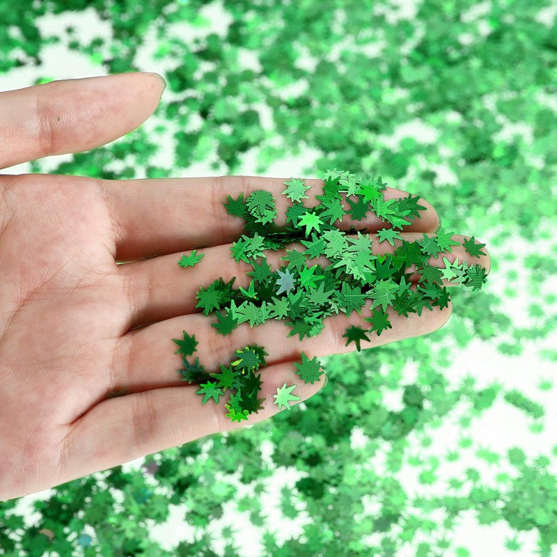 12 Boxes Weed Leaf Glitter Green Pot Leaf Sequin Leaf