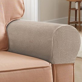 Armrest Chair Covers, 1 Pair Stretch Armrest Chair Anti-Slip Furniture Protector Slipcovers Elastic Removable Chair Sofa Couch Protector Stretch Fit for Armchairs Sofa Couches Recliner (Sand)