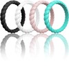 ThunderFit Womens Thin Swivel Silicone Wedding Bands, Stackable Rubber Engagement