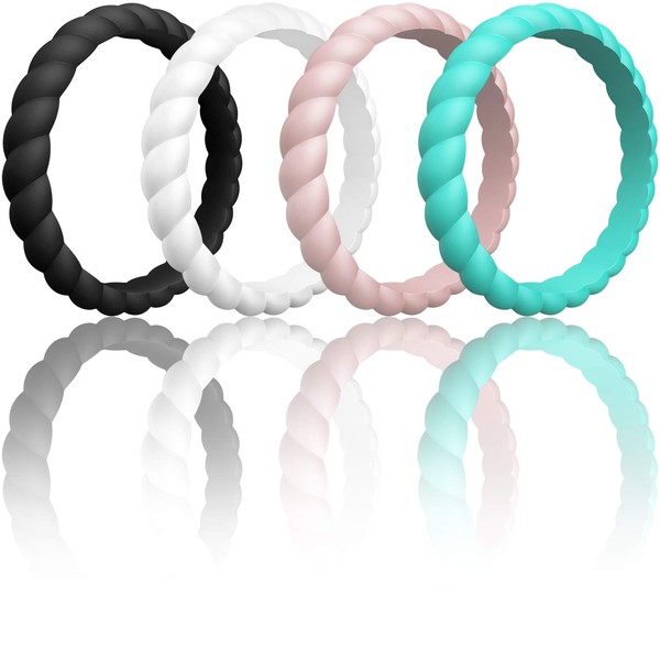 ThunderFit Womens Thin Swivel Silicone Wedding Bands, Stackable Rubber Engagement
