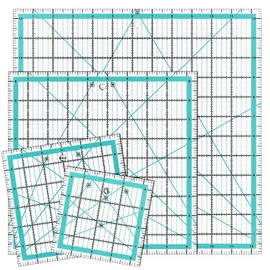 UNGFEI 4 PCS 4 Sizes Blue Square Quilting Rulers, Acrylic Sewing Ruler, Patchwork Ruler for DIY Crafts ，(4.5", 6", 9.5", 12.5")