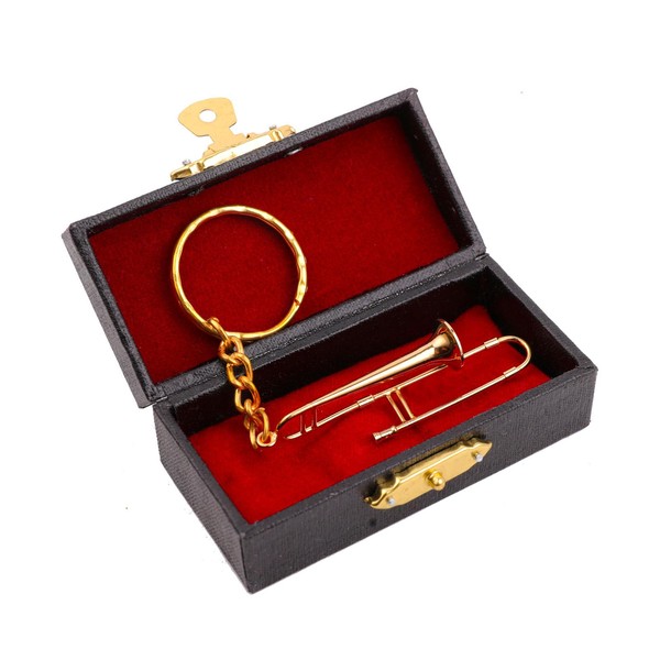 Dselvgvu Miniature Musical Instrument Keychain with Case Brass Mini Collectible