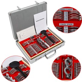 Lens Set, TBVECHI 104 Pcs Optometry Optical Glass Lens Test Metal Rim Trial Frame Set Aluminum Case