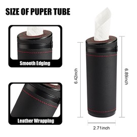 ZIMISI Car Tissue Holder, Convenient Travel Napkin Boxes, Car Tissues Cylinder, Round Canister Napkin Holder, Travel Tissue Tube Container for Vehicle Cup Holder, Home, Office (Black)