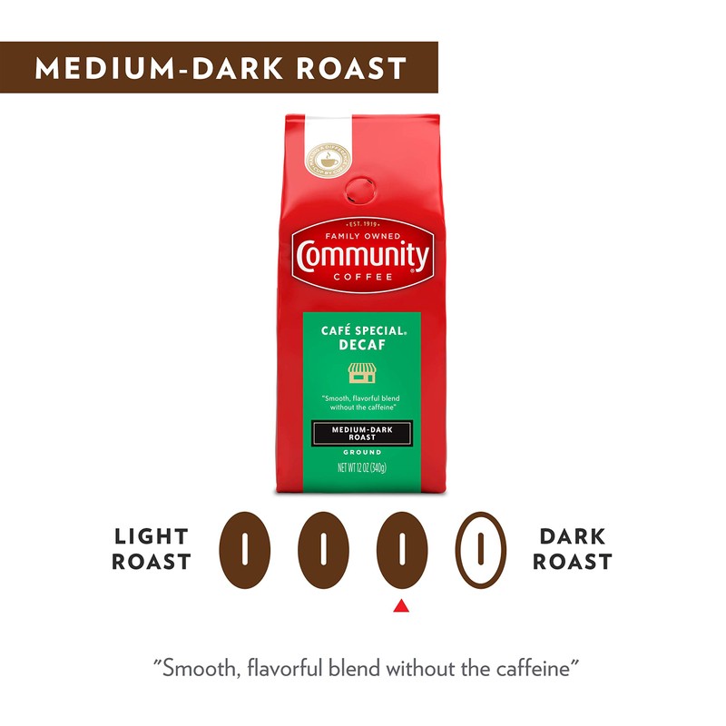 Community Coffee Café Special Decaf Ground Coffee, Medium Dark Roast,