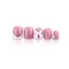 Pink Press on Nails Short Square Fake Nails with Flower