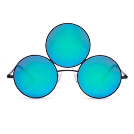 Trippy Lights Third Eye Sunglasses TURQUOISE CYAN Polarized Mirrored Reflective Lenses with Black Frames