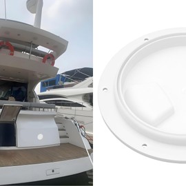 Briny River 1PC White 5 Inch Boat Inspection Hatch Cover Round Deck Hatch Cap with Detachable Cover Plate Pre-Drilled Holes for Marine Boat Yacht RV