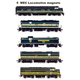 Maine Central Green Locomotives set of 5 magnets Andy Fletcher