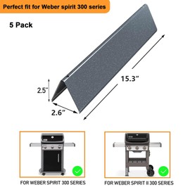 Hisencn 15.3 Inch Flavorizer Bars for Weber Spirit II 300, Spirit 300 Series, E310 E320 E330 S310 S320 S330 Gas Grill with Front Control Knobs, Porcelain Enameled Heat Plates for Weber 7636, 16GA
