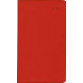 Pocket Planner Red 2024 - Office Calendar 9.5 x 16 cm - 112 Pages - 1 Week on 2 Pages - Separate Address Book - Foldable - Notebook - 560-1013