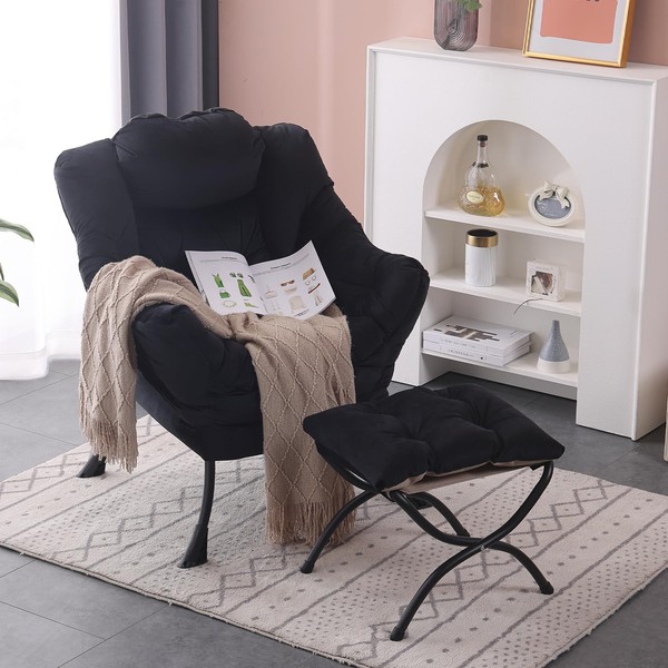 SESHINELL Lazy Chair with Ottoman, Modern Accent Chair Contemporary Lounge