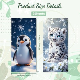 Peacoblue Wheelie Bin Stickers 2 Sheets Winter Penguins and Leopards Sticky Dustbin Decals, 15" x 32" Waterproof Large Wraps for Trash Cans Bins Driveway Garden Outdoor Indoor Patio Decoration